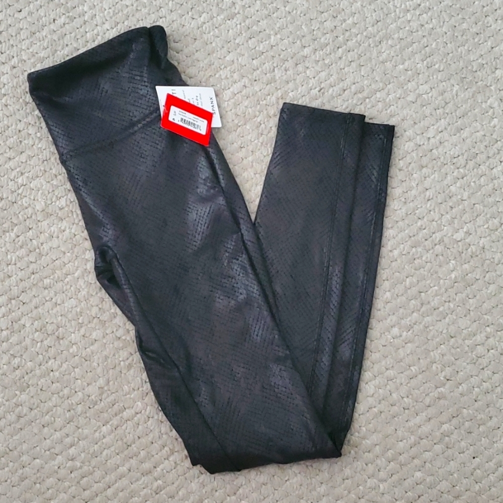 Spanx Faux Leather Snake Leggings
